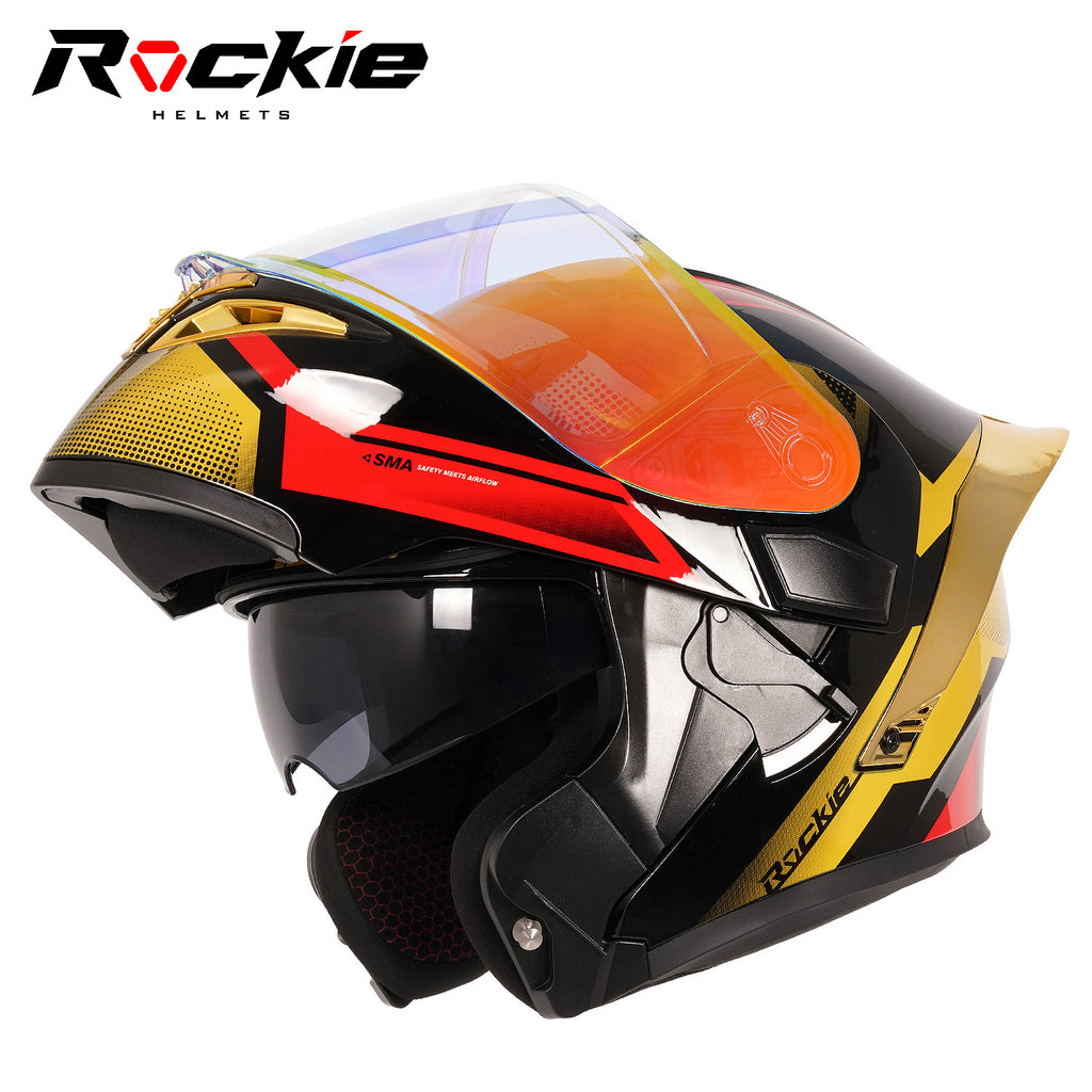 Rockie helmet R5 (Asics) Motocycle Dual Visor Flip up helmets Modular – Rockie Helmets Rockie helmet R5 (Asics) Motocycle Dual Visor Flip up helmets Modular – Rockie Helmets