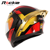 Rockie helmet R5 (Asics) Motocycle Dual Visor Flip up helmets Modular Helmet(Red Gloden)