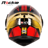 Rockie helmet R5 (Asics) Motocycle Dual Visor Flip up helmets Modular Helmet(Red Gloden)