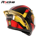 Rockie helmet R5 (Asics) Motocycle Dual Visor Flip up helmets Modular Helmet(Red Gloden)