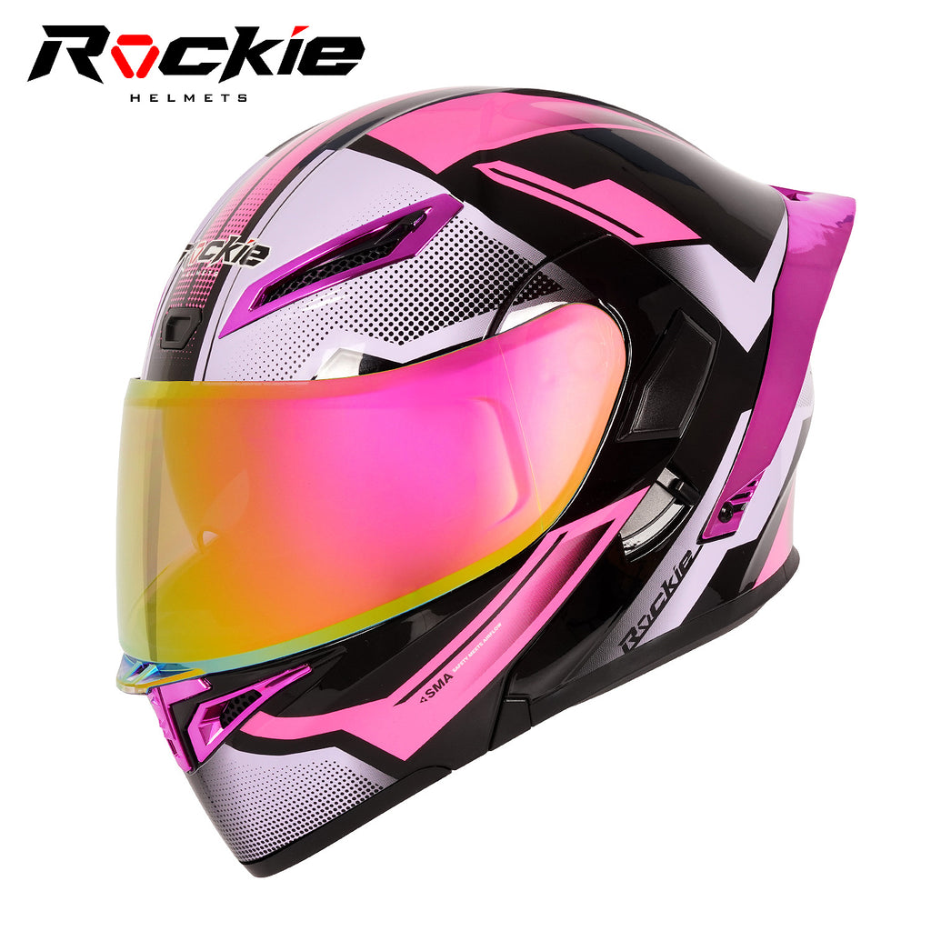bell ria bike helmet black & pink Rockie helmet R5 (Asics) Motocycle Dual Visor Flip up helmets Modular – Rockie Helmets