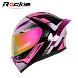 Rockie helmet R5 (Asics) Motocycle Dual Visor Flip up helmets Modular Helmet(Black Pink)