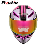 Rockie helmet R5 (Asics) Motocycle Dual Visor Flip up helmets Modular Helmet(Black Pink)