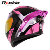 Rockie helmet R5 (Asics) Motocycle Dual Visor Flip up helmets Modular Helmet(Black Pink)