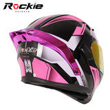 Rockie helmet R5 (Asics) Motocycle Dual Visor Flip up helmets Modular Helmet(Black Pink)