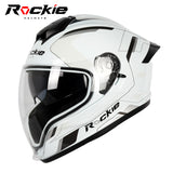 Rockie helmet R7(Navigator) Motocycle Dual Visor Full Face Helmet(White Grey)