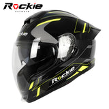 Rockie helmet R7(Navigator) Motocycle Dual Visor Full Face Helmet(Black Yellow)