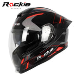 Rockie helmet R7(Navigator) Motocycle Dual Visor Full Face Helmet(Black Red)