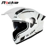 Rockie helmet R7(Navigator) Motocycle Dual Visor Full Face Helmet(White Grey)