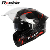 Rockie helmet R7(Navigator) Motocycle Dual Visor Full Face Helmet(Black Red)