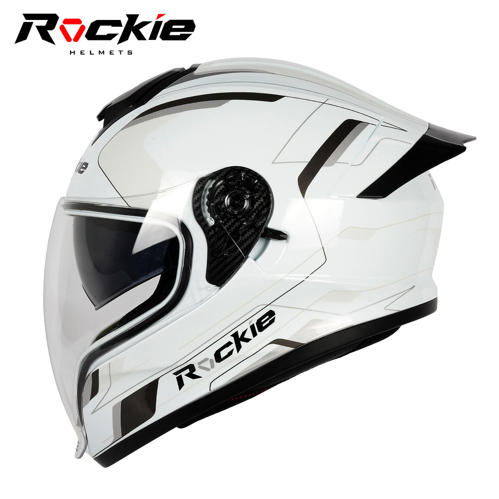 Rockie helmet R7(Navigator) Motocycle Dual Visor Full Face Helmet(Whit – Rockie Helmets