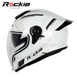 Rockie helmet R7(Navigator) Motocycle Dual Visor Full Face Helmet(White Grey)