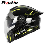 Rockie helmet R7(Navigator) Motocycle Dual Visor Full Face Helmet(Black Yellow)
