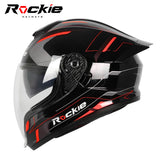 Rockie helmet R7(Navigator) Motocycle Dual Visor Full Face Helmet(Black Red)