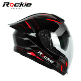 Rockie helmet R7(Navigator) Motocycle Dual Visor Full Face Helmet(Black Red)