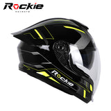 Rockie helmet R7(Navigator) Motocycle Dual Visor Full Face Helmet(Black Yellow)
