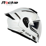 Rockie helmet R7(Navigator) Motocycle Dual Visor Full Face Helmet(White Grey)