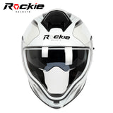Rockie helmet R7(Navigator) Motocycle Dual Visor Full Face Helmet(White Grey)
