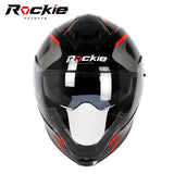 Rockie helmet R7(Navigator) Motocycle Dual Visor Full Face Helmet(Black Red)