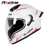Rockie helmet R7(Navigator) Motocycle Dual Visor Full Face Helmet(White Pink)