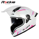 Rockie helmet R7(Navigator) Motocycle Dual Visor Full Face Helmet(White Pink)