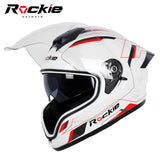 Rockie helmet R7(Navigator) Motocycle Dual Visor Full Face Helmet(White Red)