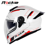 Rockie helmet R7(Navigator) Motocycle Dual Visor Full Face Helmet(White Red)