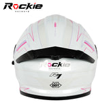 Rockie helmet R7(Navigator) Motocycle Dual Visor Full Face Helmet(White Pink)