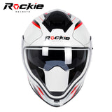 Rockie helmet R7(Navigator) Motocycle Dual Visor Full Face Helmet(White Red)