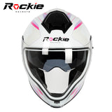 Rockie helmet R7(Navigator) Motocycle Dual Visor Full Face Helmet(White Pink)