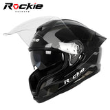 Rockie helmet R7(Navigator) Motocycle Dual Visor Full Face Helmet(Black Grey)