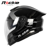 Rockie helmet R7(Navigator) Motocycle Dual Visor Full Face Helmet(Black Grey)