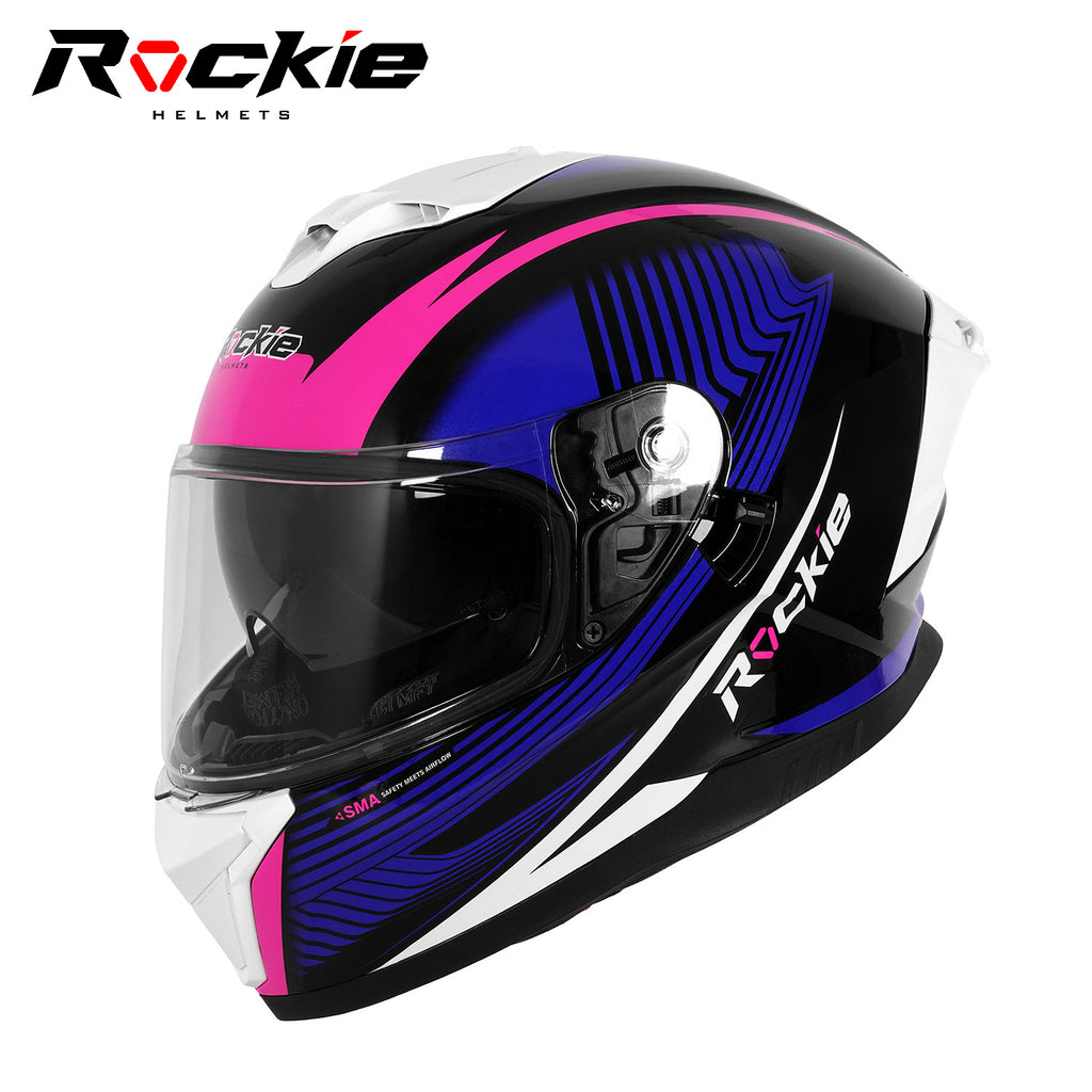 black purple motorcycle helmet Rockie helmet R4 (Assassin) Motocycle Dual Visor Full Face Helmet(Blac – Rockie Helmets