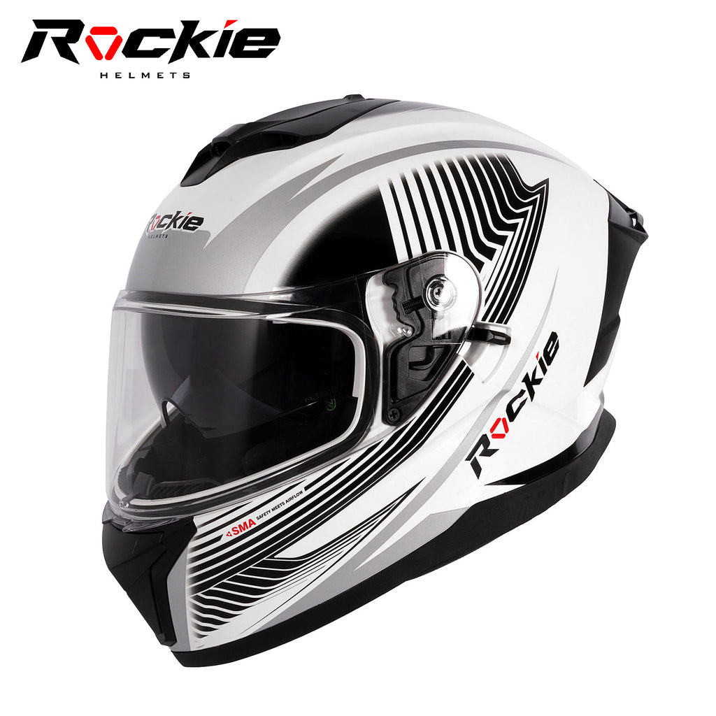 assassin motorcycle helmet Rockie helmet R4 (Assassin) Motocycle Dual Visor Full Face Helmet(Whit – Rockie Helmets