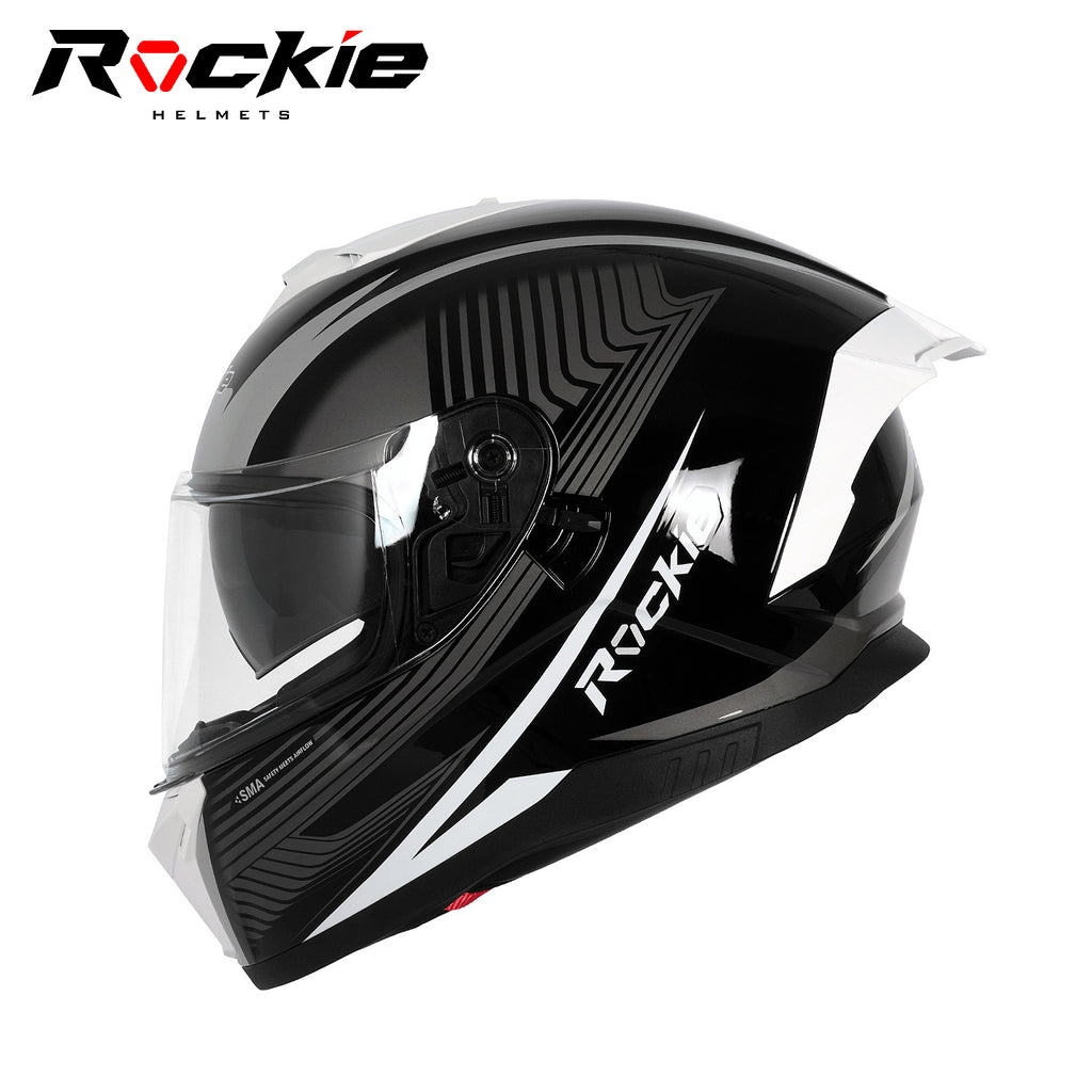 black and grey motorcycle helmet Rockie helmet R4 (Assassin) Motocycle Dual Visor Full Face Helmet(Blac – Rockie Helmets