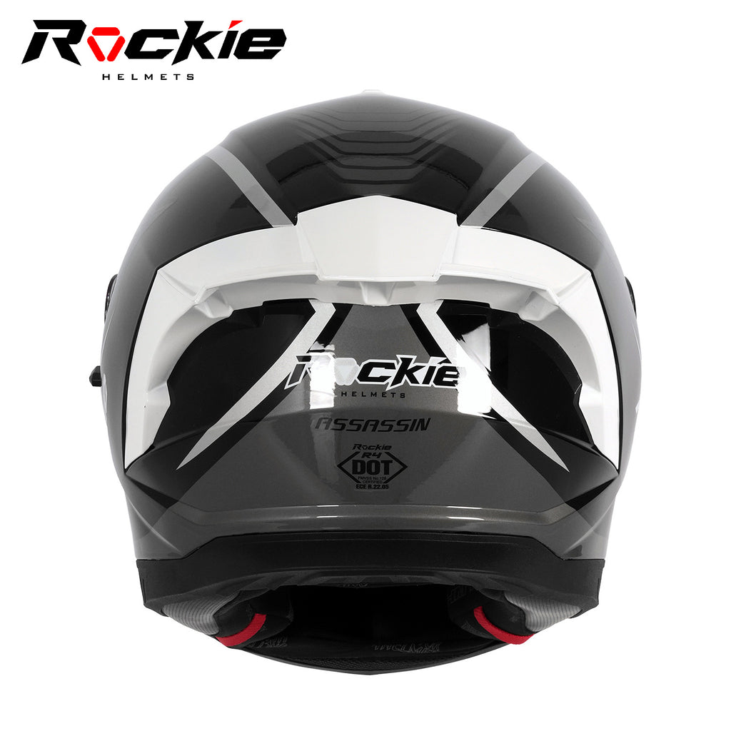black and grey motorcycle helmet Rockie helmet R4 (Assassin) Motocycle Dual Visor Full Face Helmet(Blac – Rockie Helmets