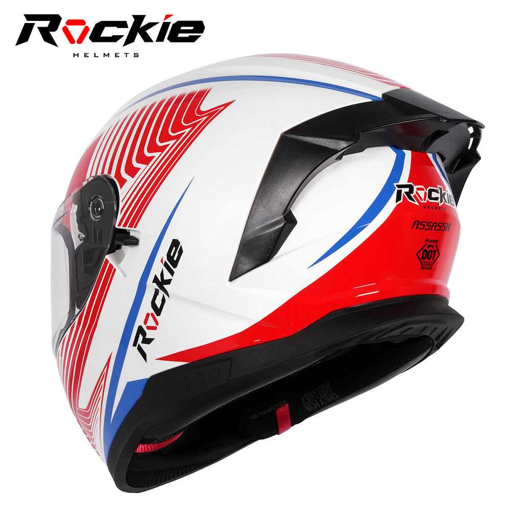 Rockie helmet R4 (Assassin) Motocycle Dual Visor Full Face Helmet(Whit – Rockie Helmets