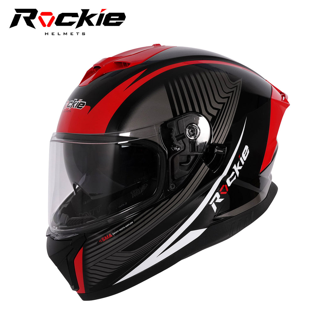 black motorcycle helmet with red face shield 1Storm Full Skull King + One Extra Clear Shield: HJK311 Glossy / M(55-56 cm 21.7/22.0 Inch ) release padding system enhances rider safety H-D Velo H34 Full Face