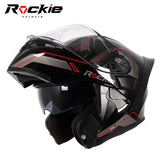 Rockie helmet R5 (Classic) Motocycle Dual Visor Flip up helmets Modular Helmet(Black Red)