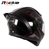 Rockie helmet R5 (Classic) Motocycle Dual Visor Flip up helmets Modular Helmet(Black Red)