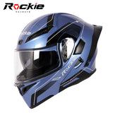 Rockie helmet R5 (Classic) Motocycle Dual VisorFlip up helmets Modular Helmet (Blue)