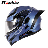 Rockie helmet R5 (Classic) Motocycle Dual VisorFlip up helmets Modular Helmet (Blue)