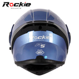Rockie helmet R5 (Classic) Motocycle Dual VisorFlip up helmets Modular Helmet (Blue)