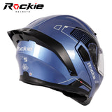 Rockie helmet R5 (Classic) Motocycle Dual VisorFlip up helmets Modular Helmet (Blue)
