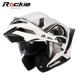 Rockie helmet R5 (Classic) Motocycle Dual Visor Flip up helmets Modular Helmet (White)