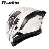 Rockie helmet R5 (Classic) Motocycle Dual Visor Flip up helmets Modular Helmet (White)