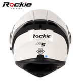 Rockie helmet R5 (Classic) Motocycle Dual Visor Flip up helmets Modular Helmet (White)