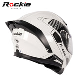 Rockie helmet R5 (Classic) Motocycle Dual Visor Flip up helmets Modular Helmet (White)