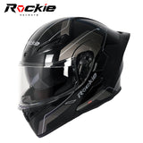 Rockie helmet R5 (Classic) Motocycle Dual Visor Flip up helmets Modular Helmet(Black)