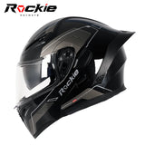 Rockie helmet R5 (Classic) Motocycle Dual Visor Flip up helmets Modular Helmet(Black)